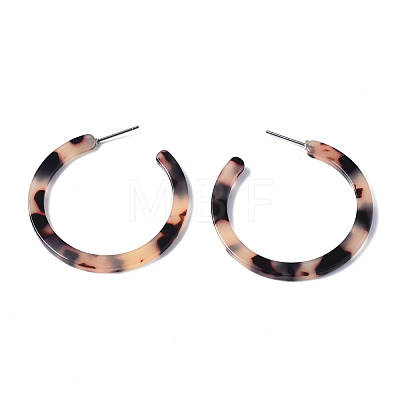 Cellulose Acetate(Resin) C Shape Half Hoop Earrings KY-S163-372A-01-1
