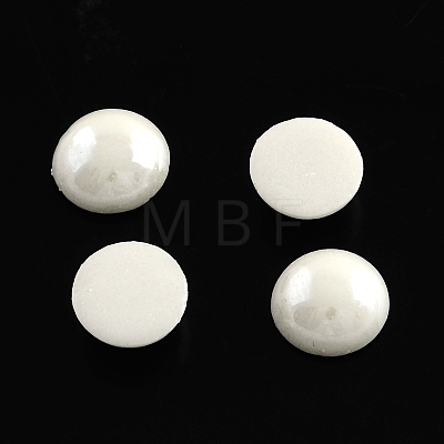 Pearlized Plated Opaque Glass Cabochons X-PORC-S801-8mm-M-1