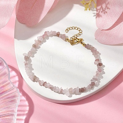 Natural Rose Quartz Anklets AJEW-AN00592-07-1