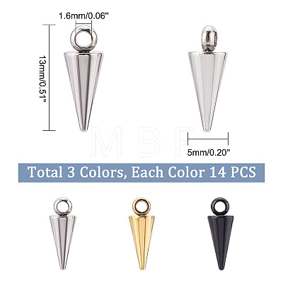 42Pcs 3 Colors 304 Stainless Steel Charms STAS-DC0010-46-1