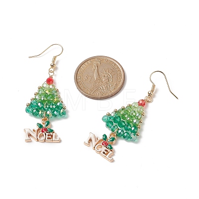Glass Beads Braided Tree Dangle Earrings EJEW-TA00213-1