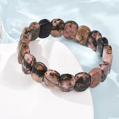 Natural Rhodonite Beaded Stretch Bracelets for Unisex G-K303-01G-1