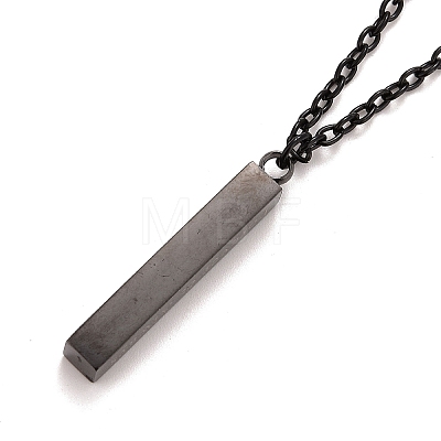 Rectangle with Word I Love You 304 Stainless Steel Pendant Necklace with Alloy Cable Chain for Women LS-NJEW-M192-01B-1