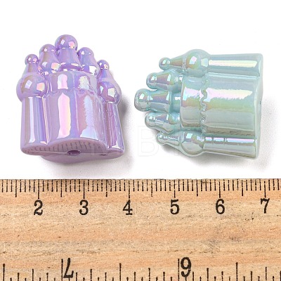 UV Plating Iridescent Acrylic Beads OACR-G039-10-1