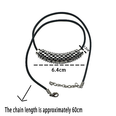 Hollow Curved Bar Zinc Alloy Pendant Necklace with Cords PR7469-1