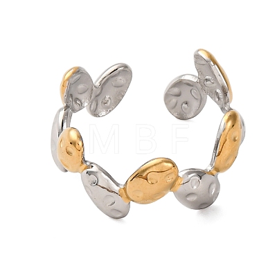 304 Stainless Steel Double Color Cuff Rings RJEW-S635-01GP-T-1