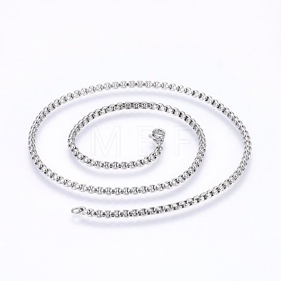 Non-Tarnish 304 Stainless Steel Box Chain Necklaces NJEW-F227-09P-08-1