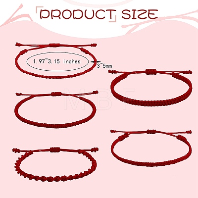 5Pcs 5 Style Nylon Thread Woven Braided Bracelets Set BJEW-SW00054-1