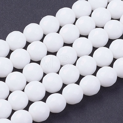 Natural White Jade Bead Strands G-R166-8mm-22-1
