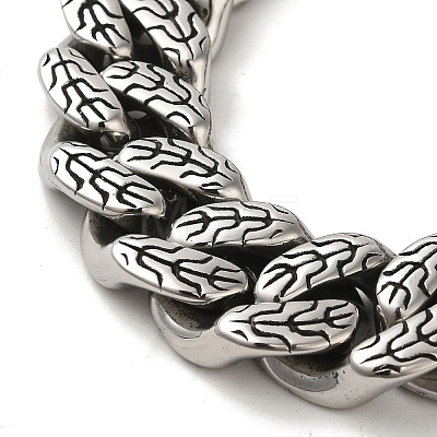 304 Stainless Steel Number Cuban Link Chain Bracelets for Women Men BJEW-Q341-09AS-1