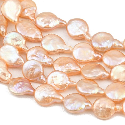 Natural Baroque Keshi Pearl Coin Beads Strands PA-CBAFEE8-15B-1