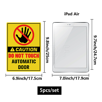 5Pcs Waterproof PVC Warning Sign Stickers DIY-WH0237-025-1