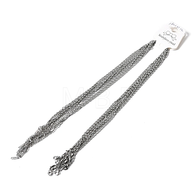 12Pcs 1.7MM 304 Stainless Steel Rope Chain Necklaces for Men Women NJEW-H093-13P-1