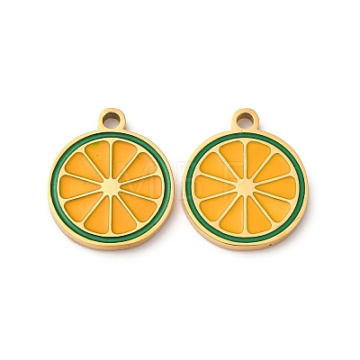 Fruit Seris 304 Stainless Steel Enamel Charms STAS-U060-03G-03-1