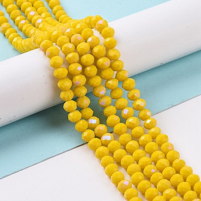 Electroplate Opaque Solid Color Glass Beads Strands EGLA-A034-P6mm-L02-1