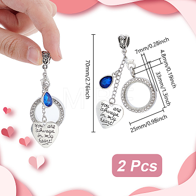 2Pcs Tibetan Style Alloy & Glass Flat Round Locket Pendants HJEW-UN00041-1