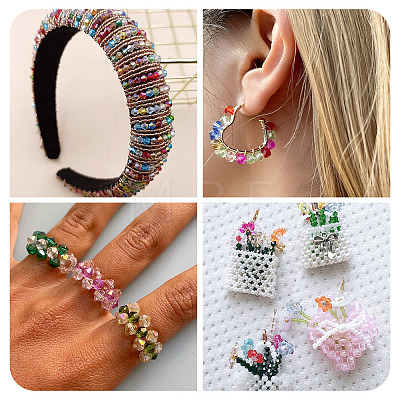 10 Strands 5 Colors Electroplate Transparent Glass Beads Strands EGLA-TA0013-78C-1