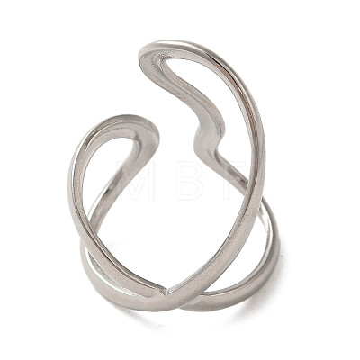 304 Stainless Steel Open Cuff Ring RJEW-C068-05E-P-1