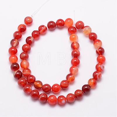 Natural Striped Agate/Banded Agate Bead Strands G-K166-13-8mm-08-1