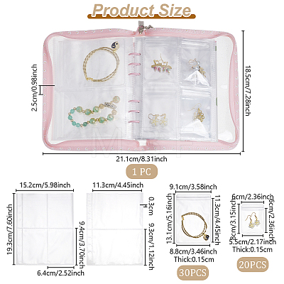 PVC Loose Leaf Jewelry Storage Bag ODIS-WH0038-90E-1