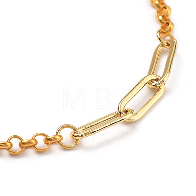 Brass Paperclip & Rolo Chain Bracelets X-BJEW-JB05321-1