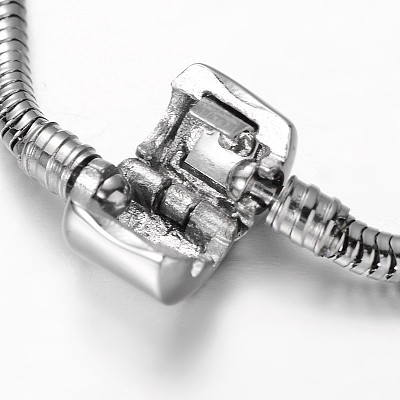 304 Stainless Steel European Style Round Snake Chains Bracelet Making STAS-I047-01B-1
