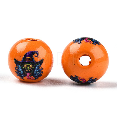 Halloween Theme Wood European Beads WOOD-N016-04G-1