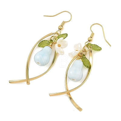 Handmade Porcelain & Brass Dangle Earrings for Women EJEW-JE07508-1