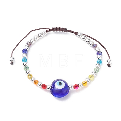 Evil Eye Lampwork & Glass Braided Bead Bracelet BJEW-JB09413-1