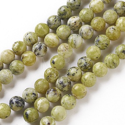 Natural Yellow Turquoise(Jasper) Beads Strands G-Q462-6mm-22-1