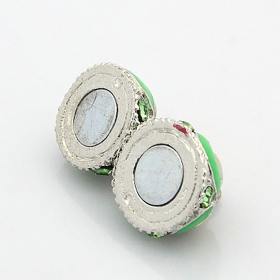 Platinum Plated Oval Alloy Enamel Magnetic Clasps with Loops ENAM-P101-M-1