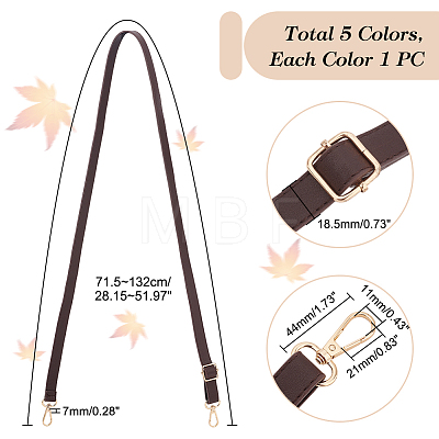   5Pcs 5 Colors Adjustable PU Leather Bag Shoulder Straps FIND-PH0017-08-1