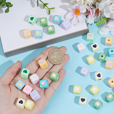 40Pcs Opaque Acrylic Enamel Beads OACR-PA0001-92-1