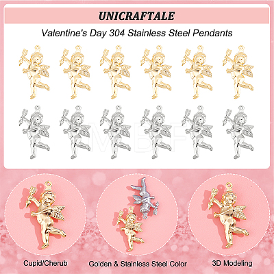 Unicraftale 32Pcs 2 Colors Valentine's Day 304 Stainless Steel Pendants STAS-UN0040-27-1