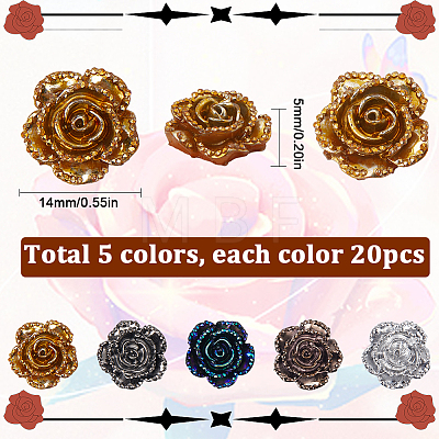 100Pcs 5 Colors Electroplated Resin Cabochons CRES-SC0002-61-1
