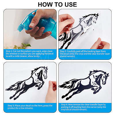 Gorgecraft 4Pcs 2 Colors Waterproof Horse Plastic Reflective Stickers DIY-GF0006-32-1