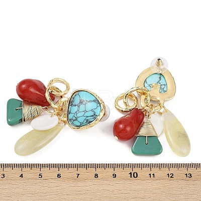 Triangle Alloy Plastic Dangle Stud Earrings EJEW-Q035-01G-1