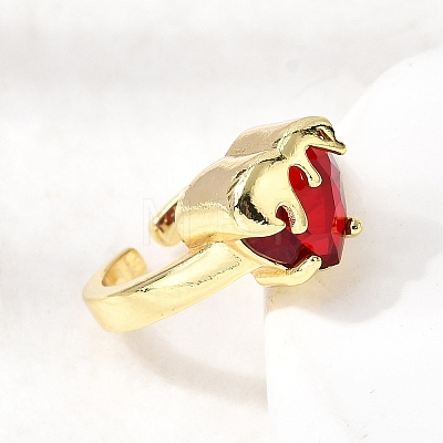 Glass Cuff Open Rings RJEW-P178-01B-G-1