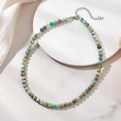 6.5MM Round Natural Green Line Jasper Beaded Necklaces for Women NJEW-JN05960-1
