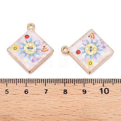 Printed Rack Plating Alloy Enamel Pendants ENAM-T020-05F-1