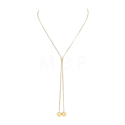 Adjustable 304 Stainless Steel Heart Tassel Box Chain Lariat Necklaces for Women SA-D001-03G-1