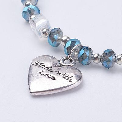 Heart Charm Bracelets BJEW-JB03176-1