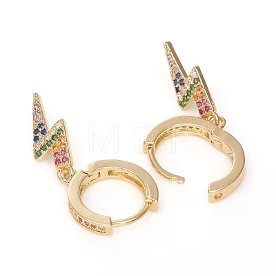 Brass Micro Pave Cubic Zirconia Huggie Hoop Earrings EJEW-G276-21G-1