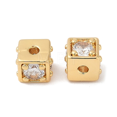 Brass Cubic Zirconia Beads KK-Q030-14A-G-1