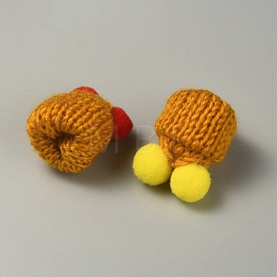 Woolen Crochet Mini Hat with Double Pom Pom Ball DIY-WH0032-56H-1