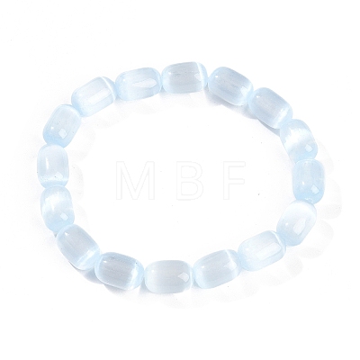 Dyed Natural Selenite Column Beaded Stretch Bracelets for Women BJEW-I312-05A-1