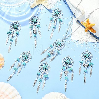 16Pcs 8 Styles Alloy & Synthetic Turquoise Pendants PALLOY-CJ00194-1