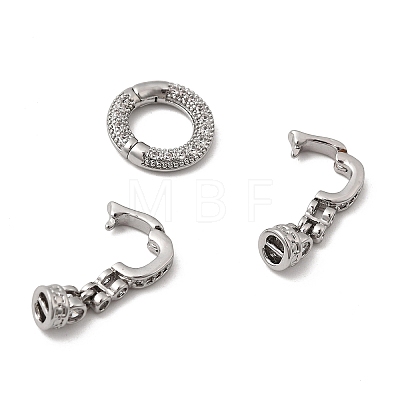 Brass Micro Pave Clear Cubic Zirconia Fold Over Clasps KK-B189-01P-1
