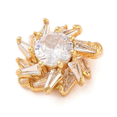 Brass Pave Clear Cubic Zirconia Connector Charms KK-S389-40G-1