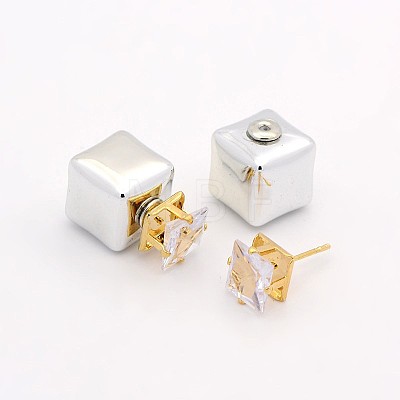 Women's 2015 Hot Selling Resin Double Sided Cube Ear Studs EJEW-O008-F12-1